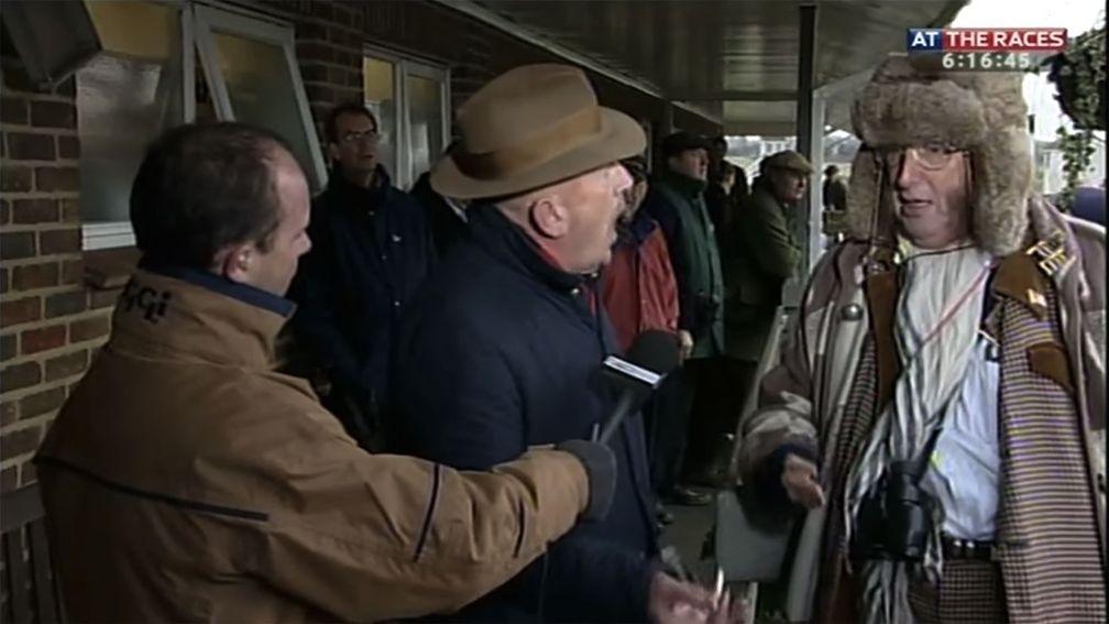 TV gold: Luke Harvey (left) with Barney Curley and John McCririck at Folkestone in 2005