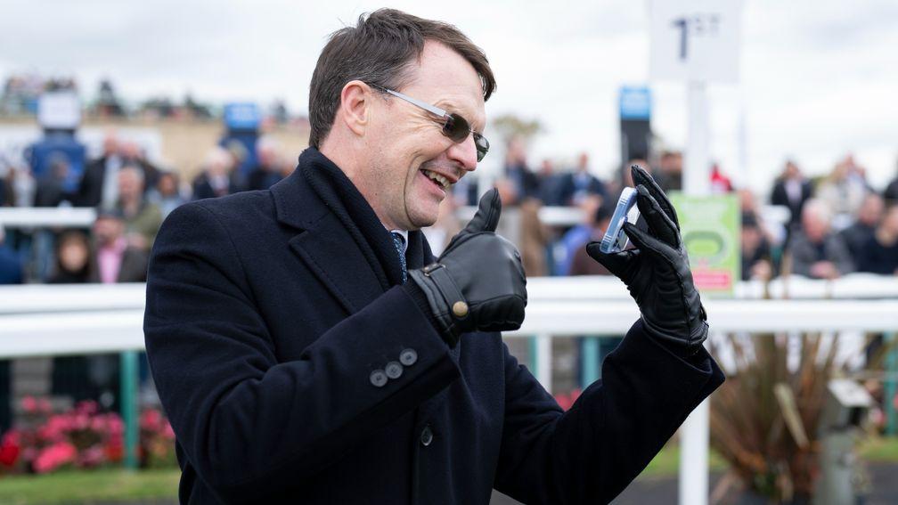 Thumbs up: Aidan O'Brien was all smiles following Luxembourg's win