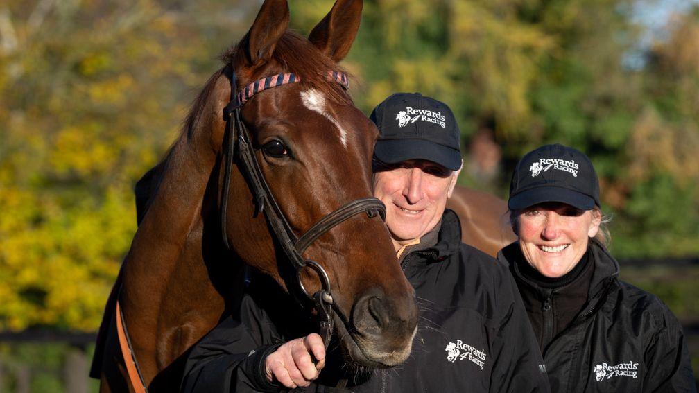 Queens Gamble with Oliver and Tarnya Sherwood at Neardown stables in Upper Lambourn 22.11.22 Pic: Edward Whitaker