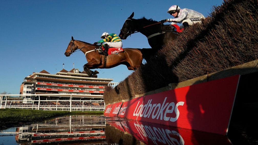 Champ jumps the water fence en route to maintaining his unbeaten run over fences