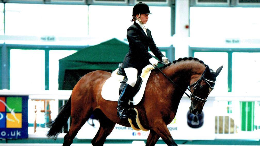 Tamsin Karn and her ex-racehorse Heezazari, now a talented dressage horse