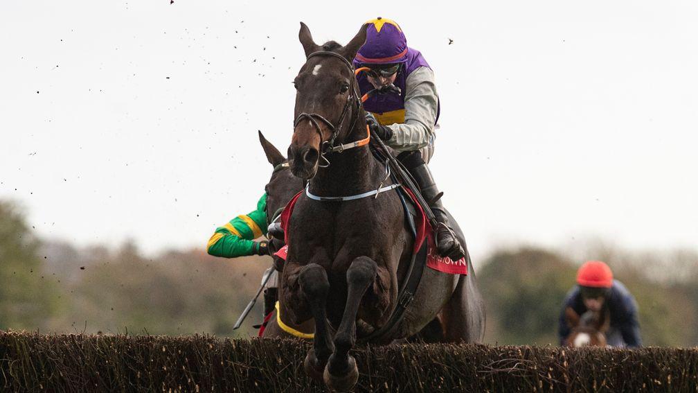 Latest Exhibition and Bryan Cooper jump the last en route to landing the beginners chase at Punchestown