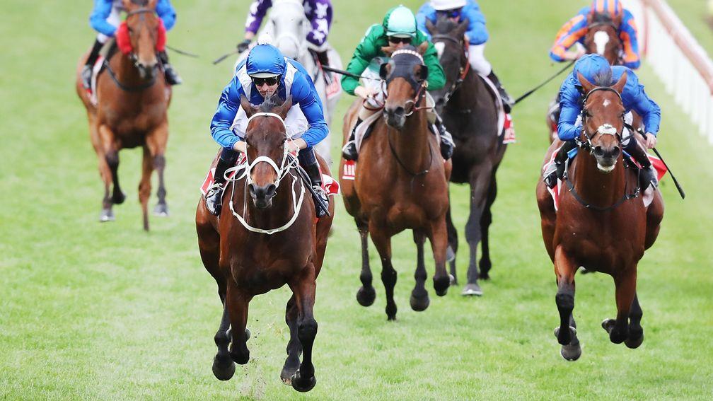 Benbatl (right) was no match for Winx in the Cox Plate