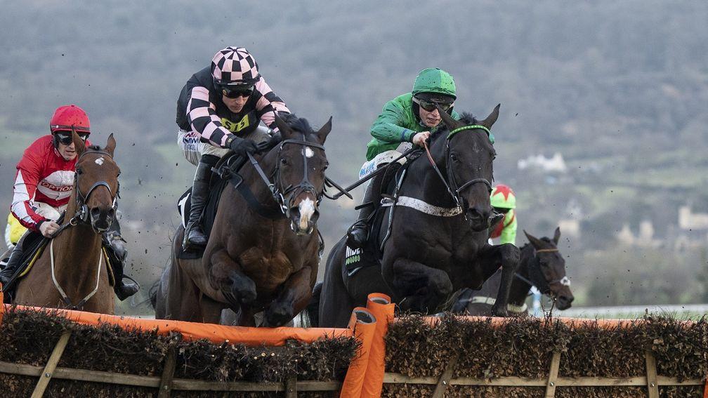 Call Me Lord (right) jumps the final hurdle at Cheltenham