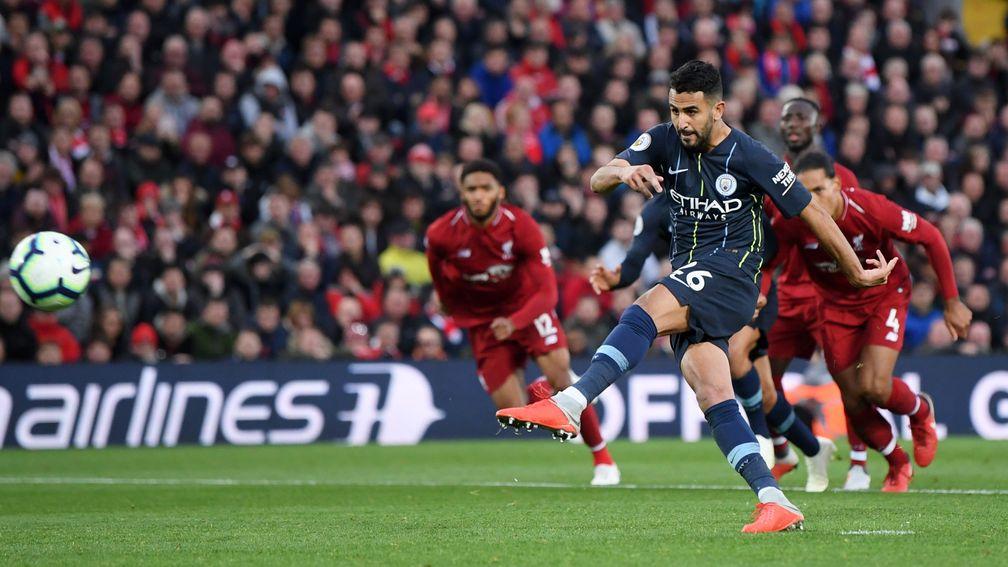 Riyad Mahrez blazes Manchester City's penalty over the bar