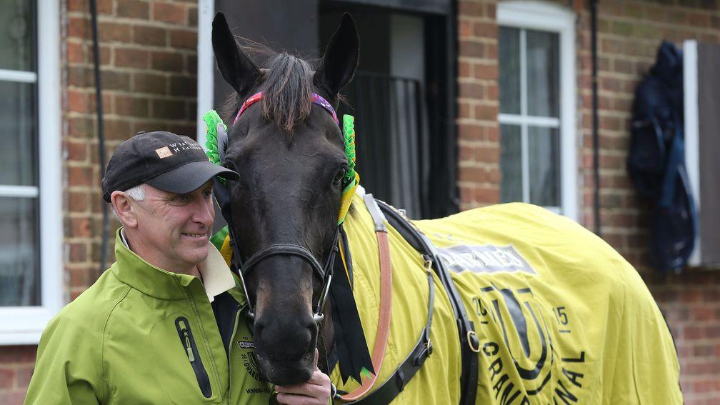 Trainer Oliver Sherwood with Grand National hero Many Clouds