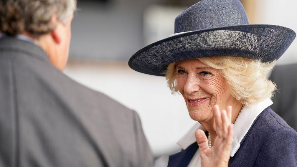 ASCOT, ENGLAND - OCTOBER 15: Camilla, Queen Consort arrives at Ascot Racecourse on October 15, 2022 in Ascot, England. (Photo by Alan Crowhurst/Getty Images)