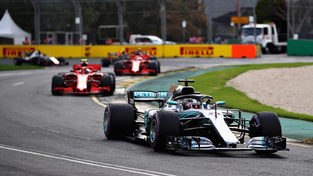 Lewis Hamilton leads the field early in the Australian Grand Prix