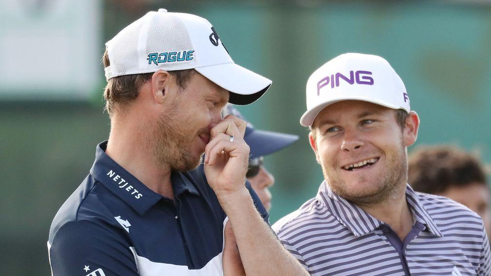 Tyrrell Hatton (right) can take the Dunhill title off his pal Danny Willett