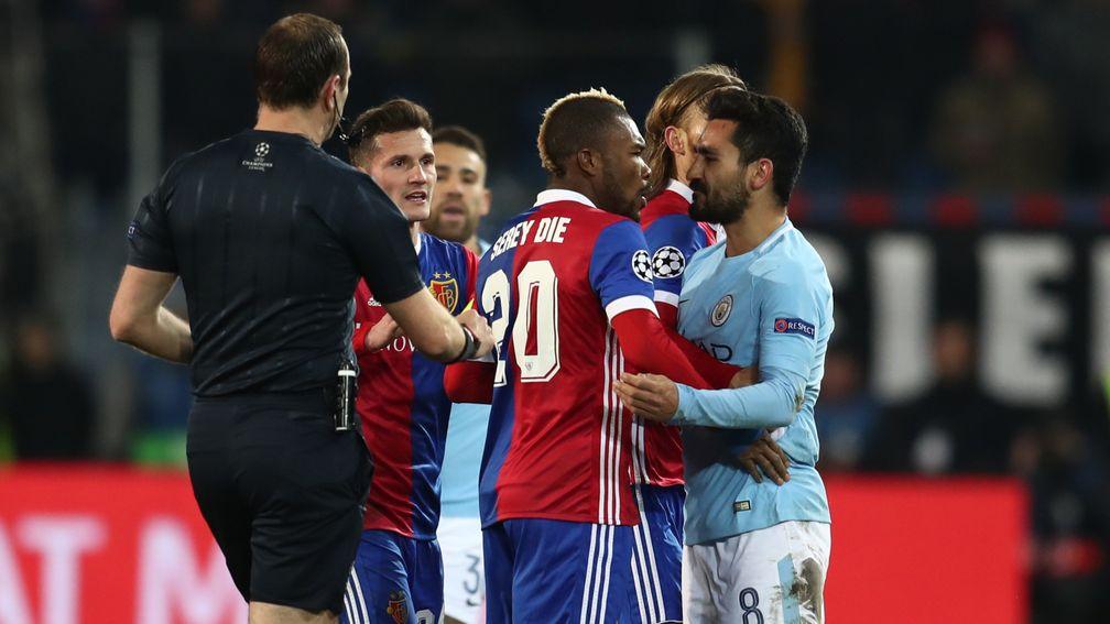 Tempers flare between Basel and Man City during the first leg