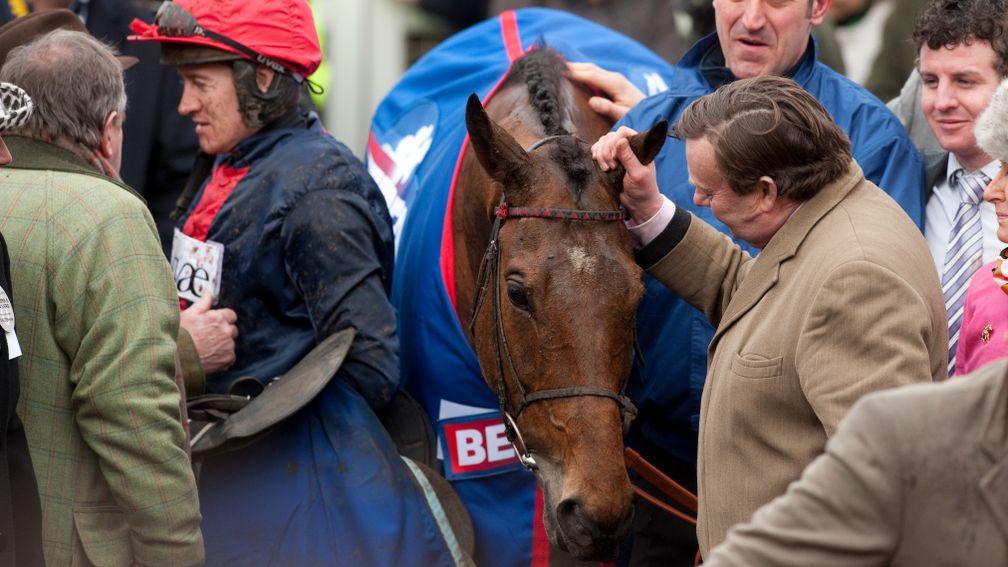 Bobs Worth (Barry Geraghty) and Nicky Henderson after winning the Gold CupCheltenham 15.3.13 Pic: Edward Whitaker