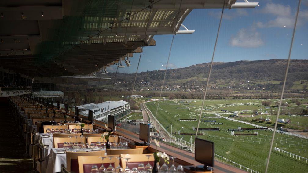 The view patrons of the Panoramic restaurant enjoy for the Festival.Cheltenham Festival gallops.Photo: Patrick McCann/Racing Post14.03.2022