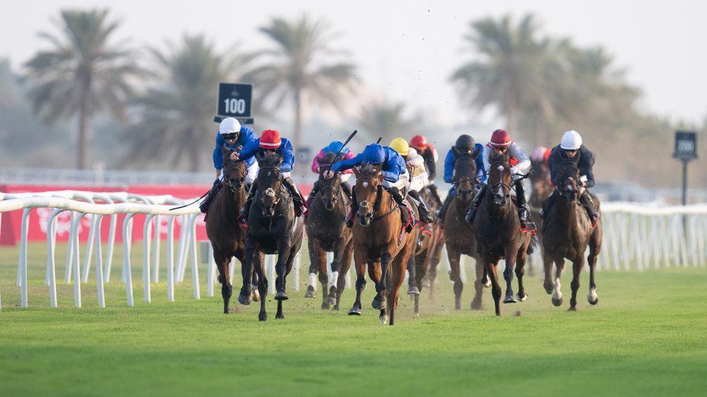 Dubai Future and Danny Tudhope (blue cap and silks) are on top