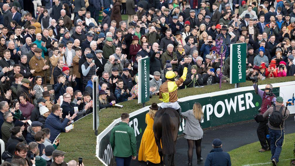 The crowds thronged to welcome the return of Galopin Des Champs at the Dublin Racing Festival