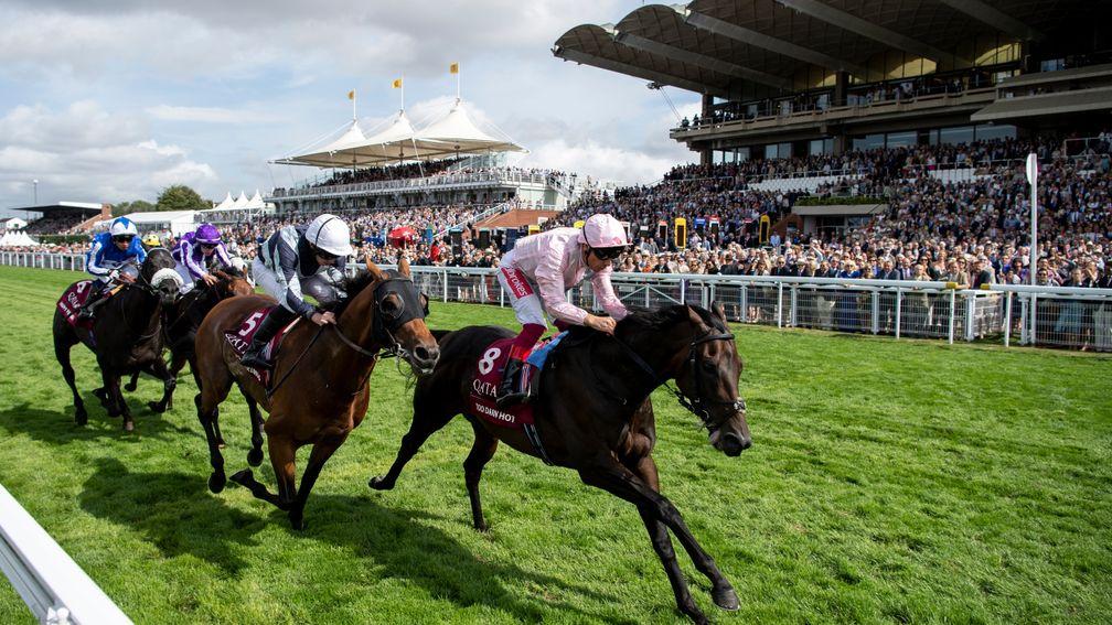 Too Darn Hot (pink): records a third top-level success in the Sussex Stakes
