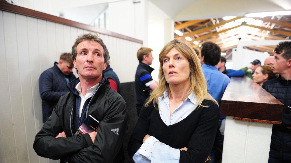 Norman and Janet Williamson of Oak Tree Farm watch on as their Lope De Vega colt sells for €175,000 at Tattersalls Ireland