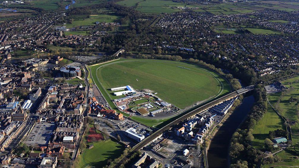 An aerial photograph of Chester racecourse