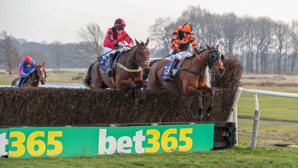 Crosspark (left) and Mysteree lock horns in the Eider Chase