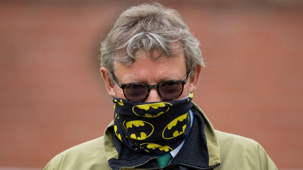 Mark Johnston: pictured at Pontefract earlier this month wearing a Batman mask