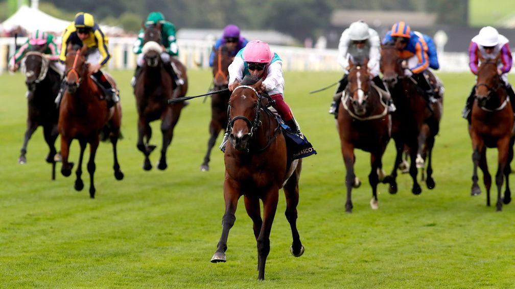 Calyx storms clear of the opposition in the Coventry Stakes at Royal Ascot