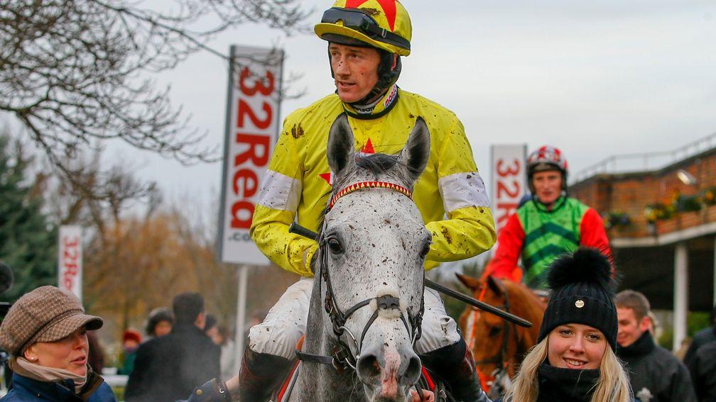 Sam Twiston-Davies and Politologue after their Grade 2 win at Kempton in December