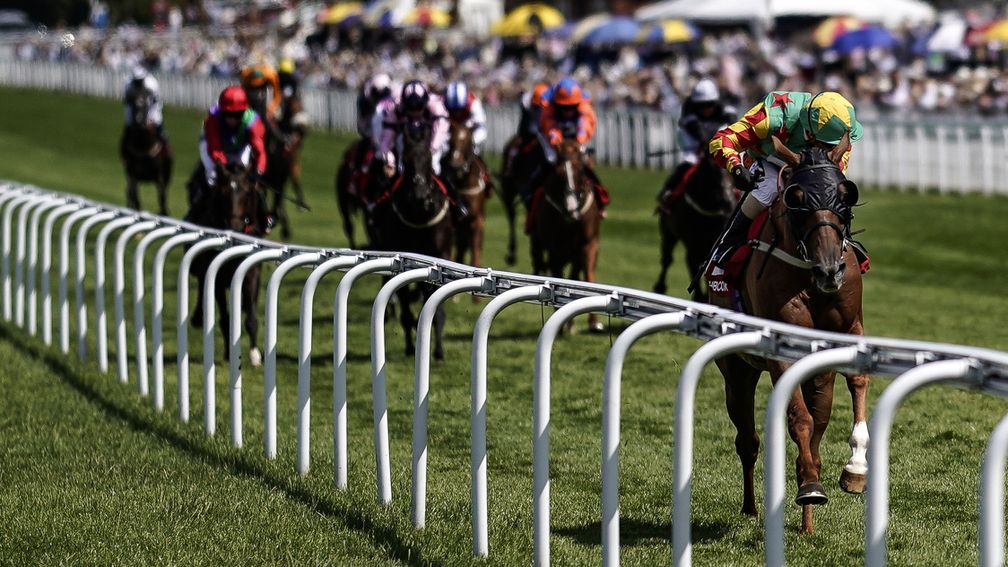 Oh so easy: Lil Rockerfeller and Silvestre de Sousa saunter to a 15-length victory in the Goodwood Handicap