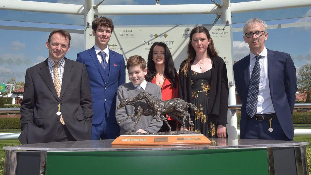 Chris McGrath, former winner and (R) Donn McClean, former runner-up with the four age group winners of The Martin Wills Writing Awards, L-R, Mick McGuinness, under 12 winner, Jonathan Curran, under 18 winner, Molly Hunter, senior winner, and Beth Ransome