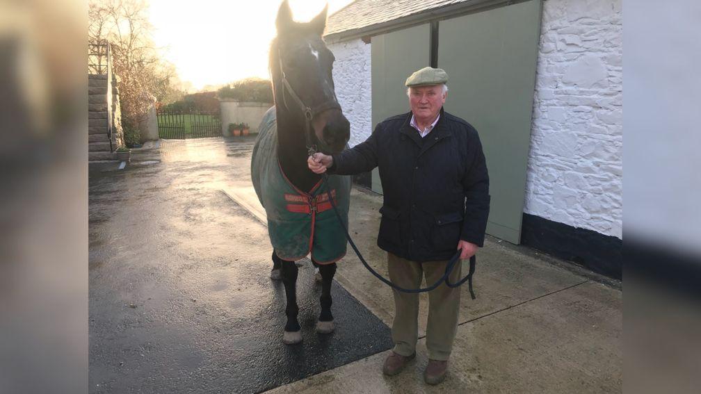 Fred Mackey pictured with Native Mo - the dam of Native River - at Tullyraine House Stud, where she will visit Conduit this year