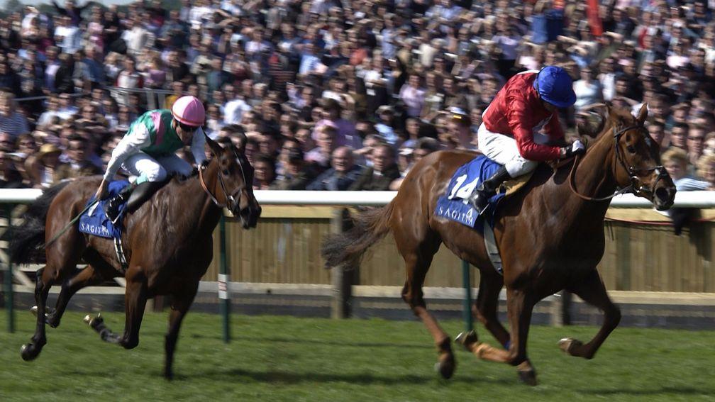RUSSIAN RHYTHM, 2003: Kieren Fallon powers home aboard Russian Rhythm, giving trainer Sir Michael Stoute his second win in the race