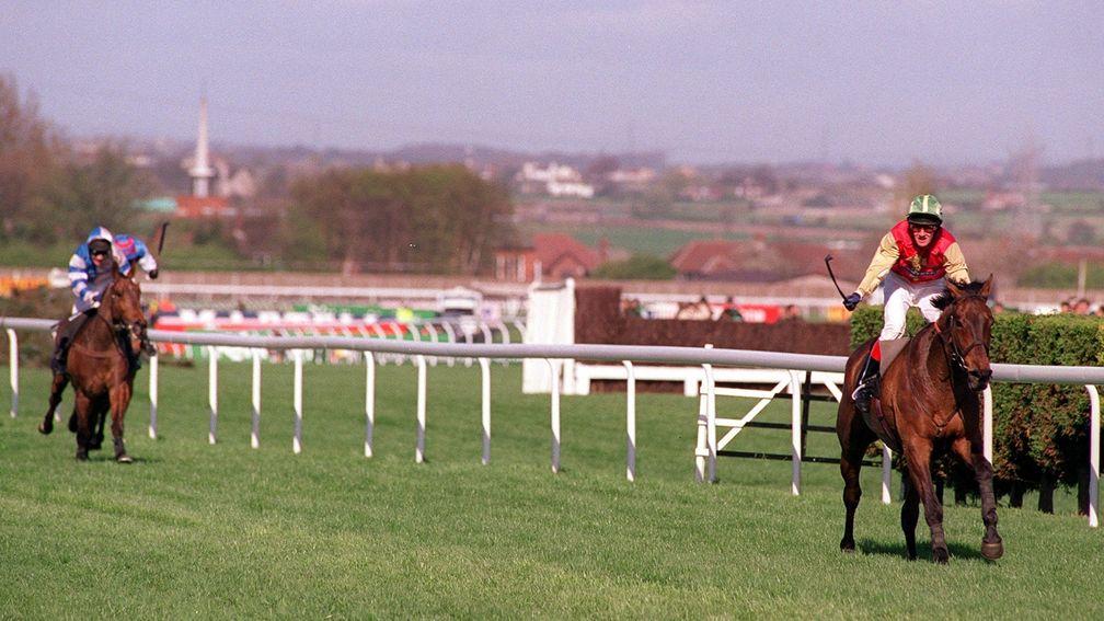 Bobbyjo and Paul Carberry storm clear on the Aintree run-in to land the 1999 Grand National