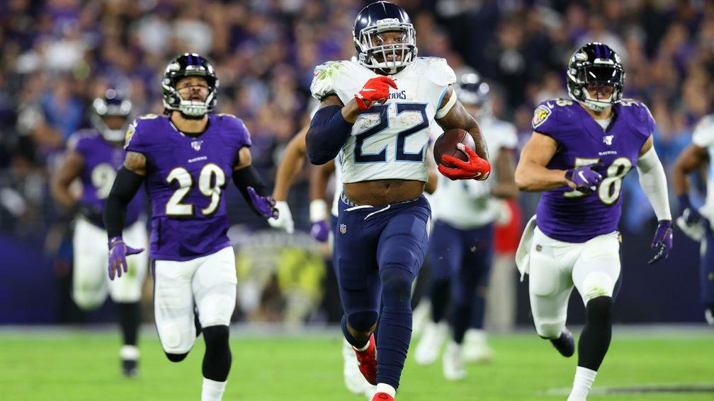 Tennessee Titans running back Derrick Henry had 195 rushing yards against the Baltimore Ravens in the AFC playoffs last season