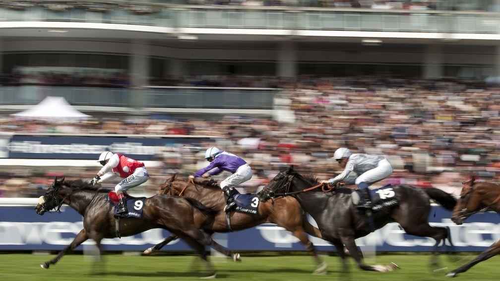Stone Of Folca (left) wins the 2012 Epsom Dash in record time