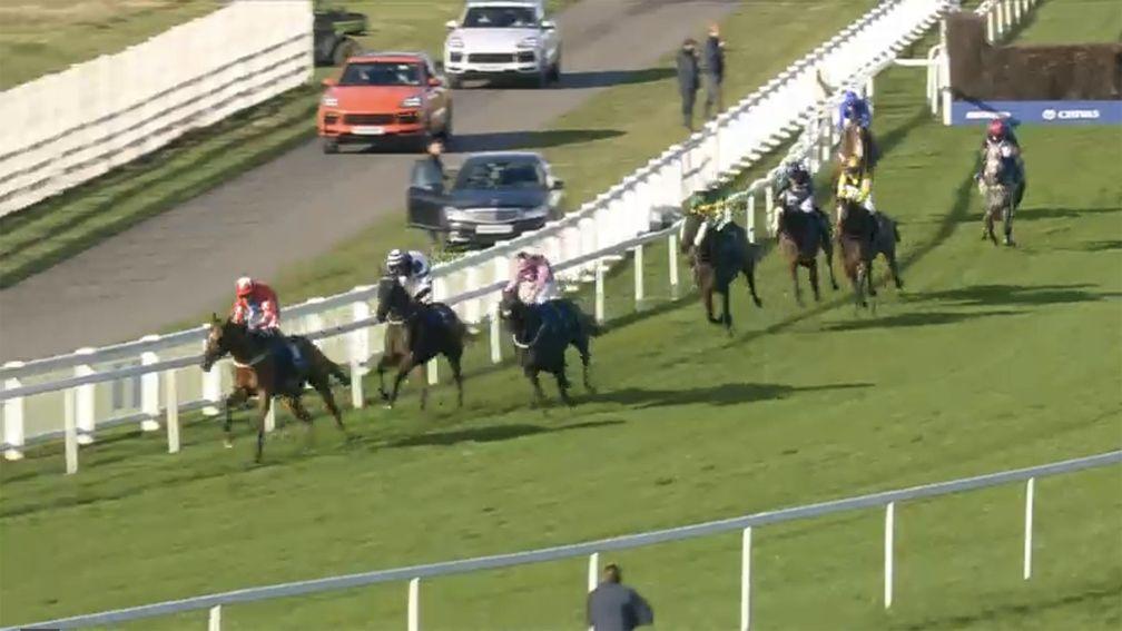 Amoola Gold (yellow silks, back right) has around ten lengths to make up on the leader