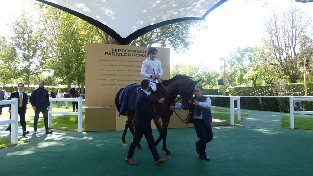 Misunderstood and Alexis Pouchin after winning the Group 3 Prix des Chenes at Longchamp