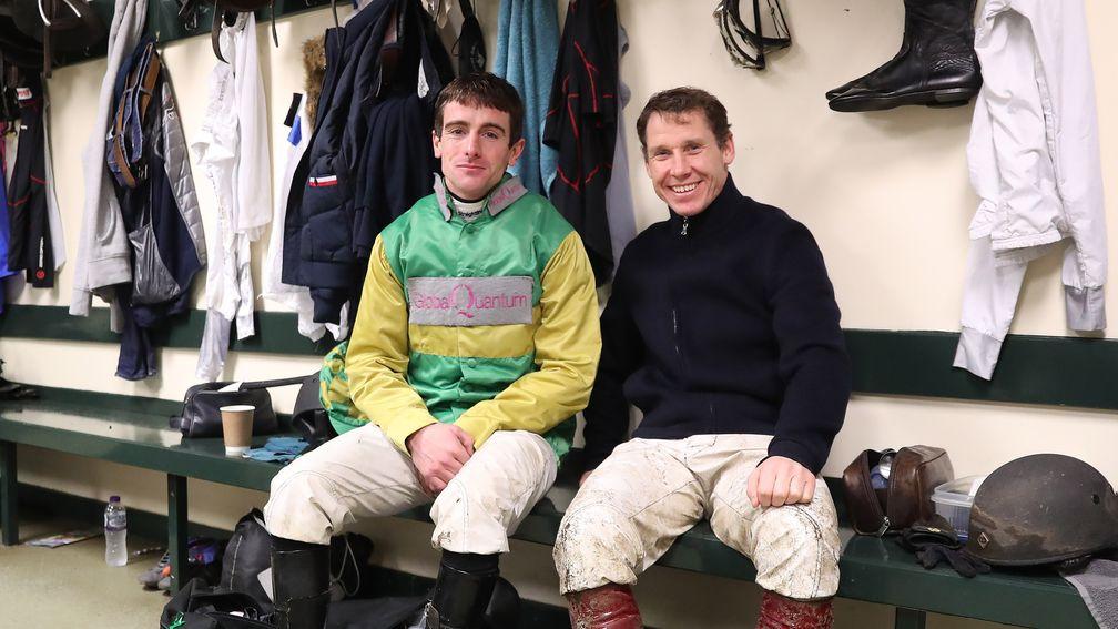 Brian Hughes (left) has a strong lead in the battle for the jockey's championship