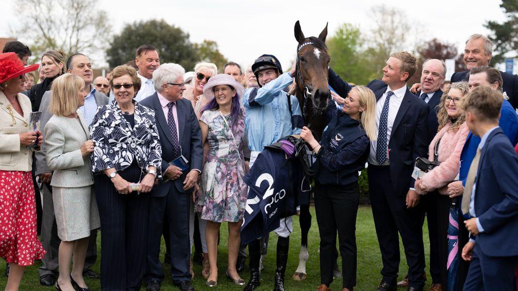 Cachet  and owners after the 1000 GuineasNewmarket 1.5.22 Pic: Edward Whitaker