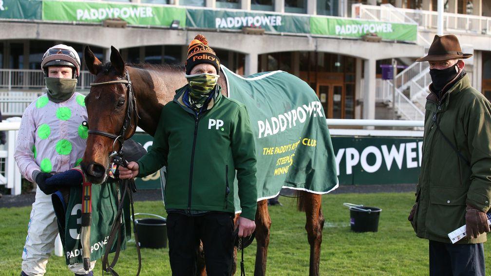 Chacun Pour Soi, pictured after his victory with Paul Townend, Willie Mullins and groom Vitaliy Stytsko