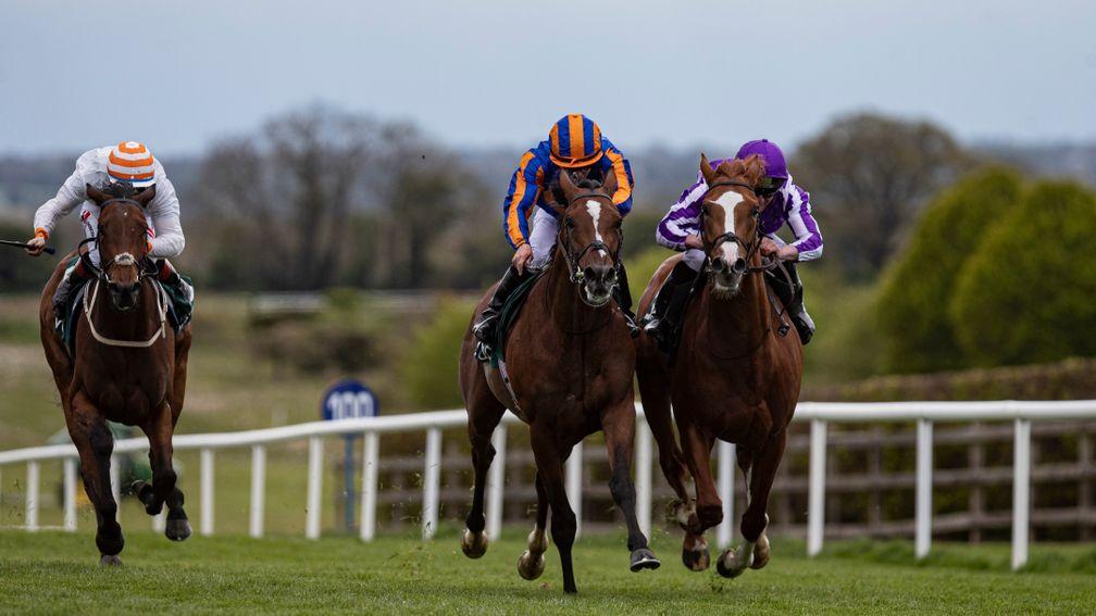 Sir Lucan (middle) gets the better of Wordsworth in the Irish Stallion Farms EBF Yeats Stakes