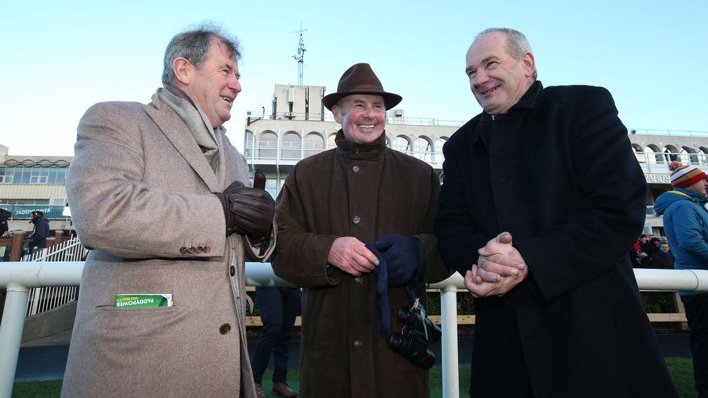 A delighted Tony Martin with JP McManus and Frank Berry after Anibale Fly won the Paddy Power