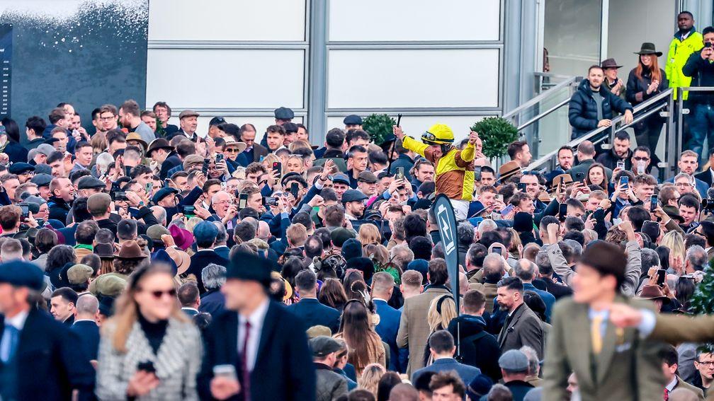 Face in the crowd: Paul Townend returns after winning the Cheltenham Gold Cup on Galopin Des Champs



