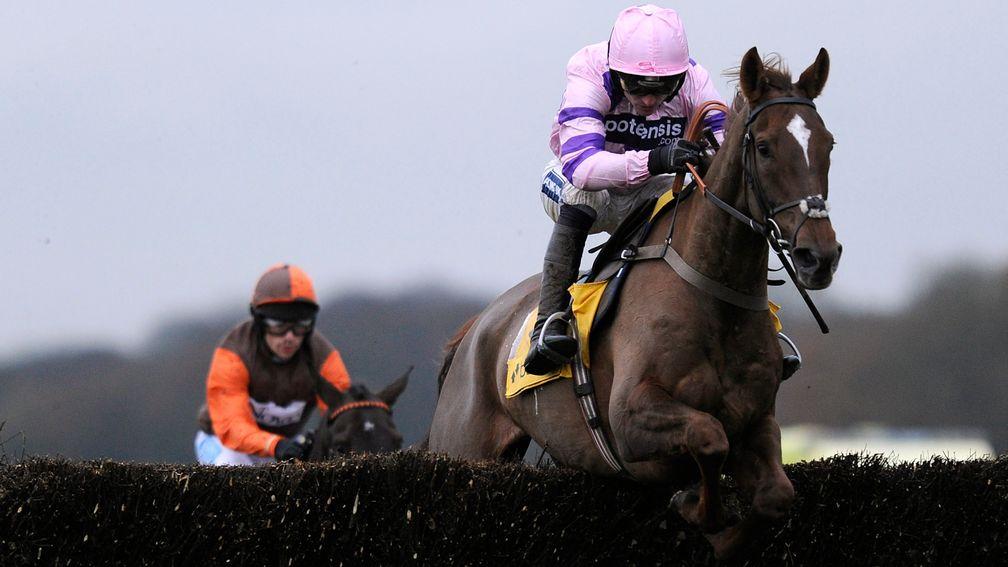 Silviniaco Conti leads Long Run on his way to his first Betfair Chase win in 2012