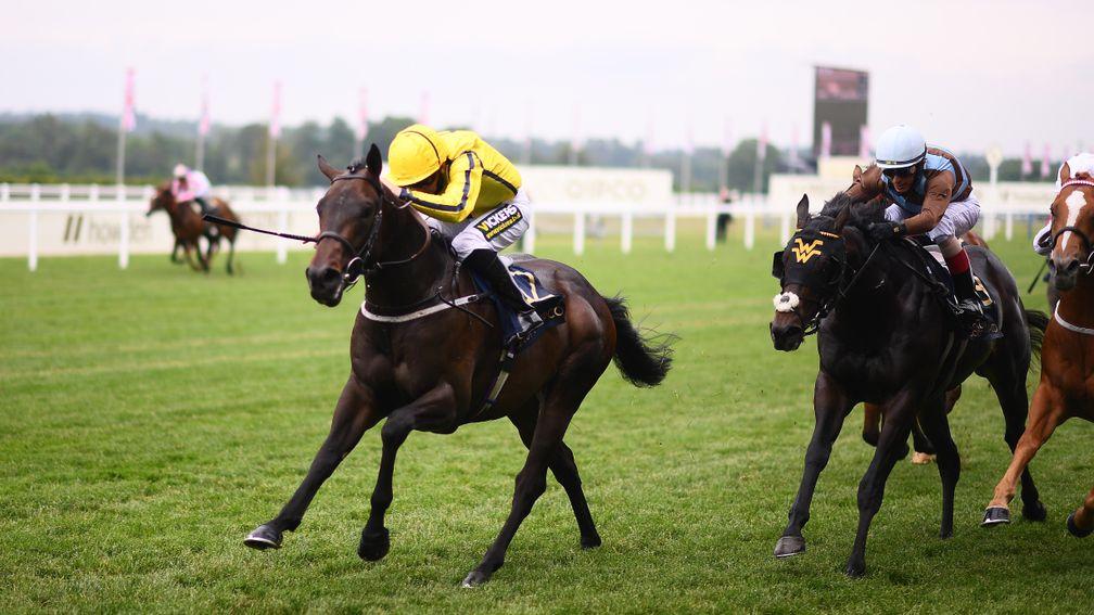 Paul Hanagan drives Perfect Power to victory in the Norfolk Stakes