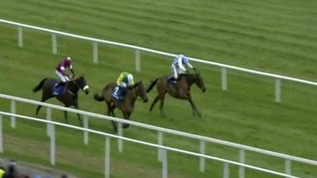 Hot favourite Killultagh Vic begans to motor down the inside under a power-packed Walsh