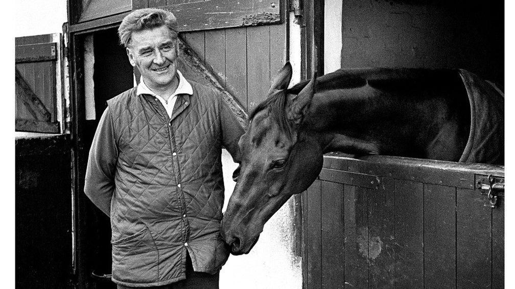 Red Rum with trainer Ginger McCain at his Southport yard
