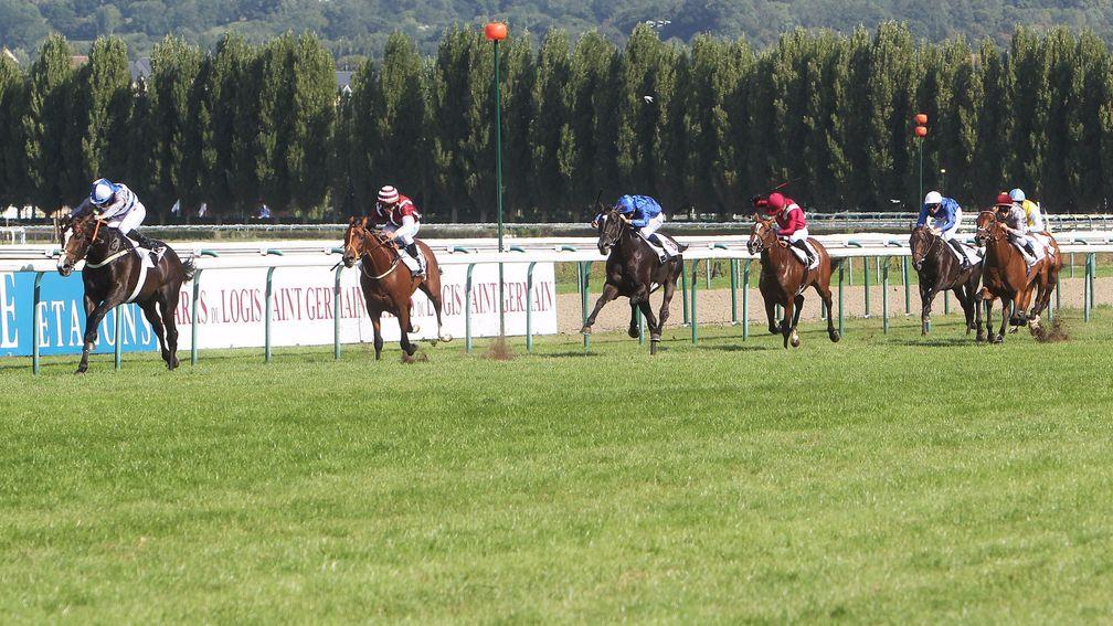 Eminent and Ryan Moore clear away from Salouen in the Prix Guillaume d'Ornano