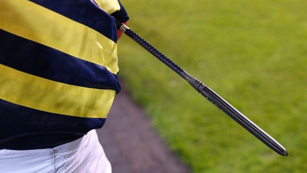 CHELMSFORD, ENGLAND - FEBRUARY 13: A jockeys cushioned whip at Chelmsford City Racecourse on February 13, 2020 in Chelmsford, England. (Photo by Alan Crowhurst/Getty Images)