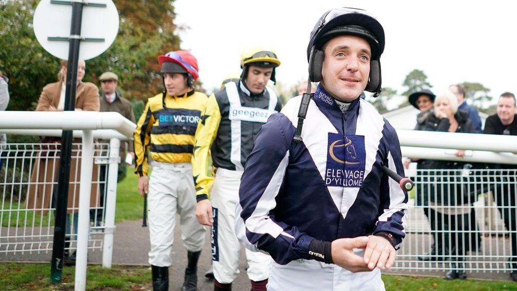 Andrew Tinkler goes out to ride for the final time at Fontwell on Wednesday