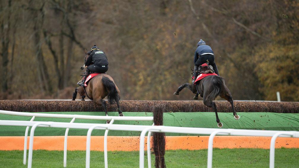 Vinndication (right) pings a fence alongside stablemate Newtide