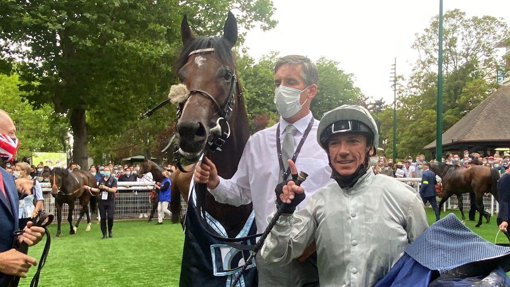 Palace Pier and Frankie Dettori after their second successive win in the Prix Jacques le Marois