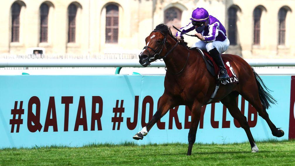 In a class of their own: Qatar Prix du Jockey Club winners St Mark's Basilica and Ioritz Mendizabal against the historic backdrop of the Grandes Ecuries at Chantilly